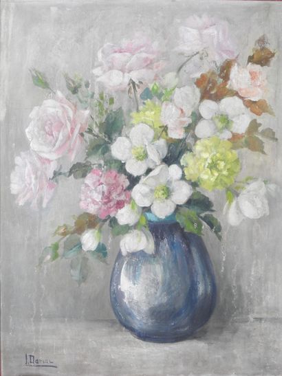 J. DARSAL (XXe). Nature morte au bouquet...
