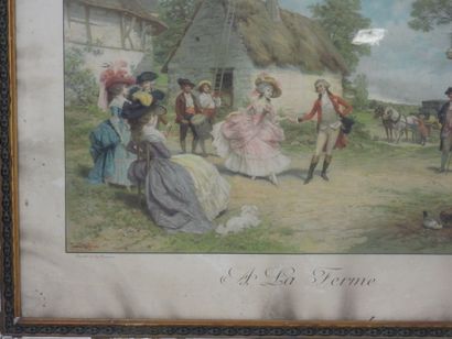 Lucius ROSSI (1846-1913) : A la ferme. Impression.
On...