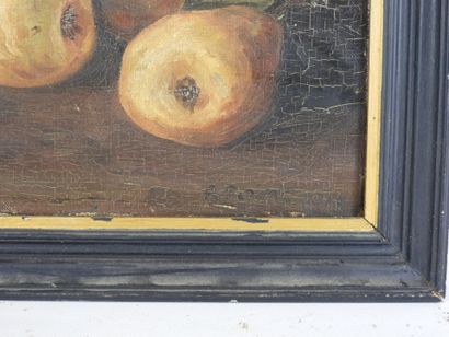 A. POINT (20th): Still life with pears. Oil...