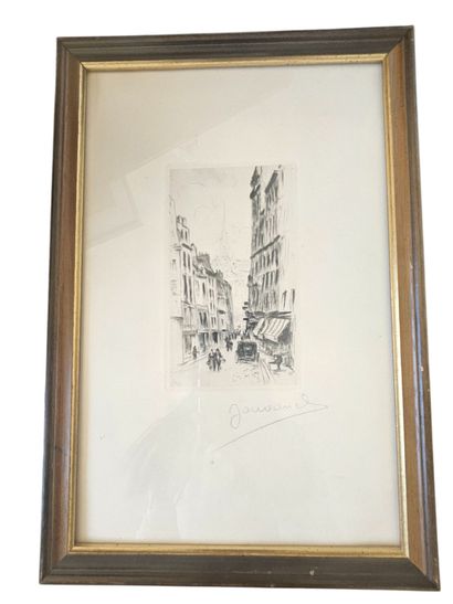 Lot of 2 works on paper including: 
L'église.
Charcoal...