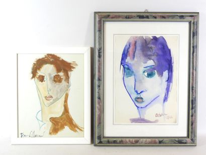 Jean LIEBERMAN (XXe) : Portrait en mauve....