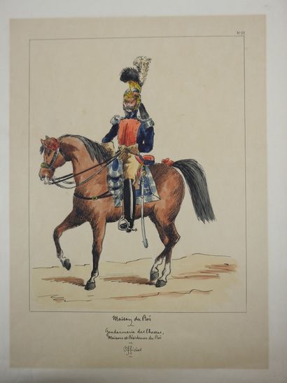 TWO heightened ESTAMPES depicting two military...