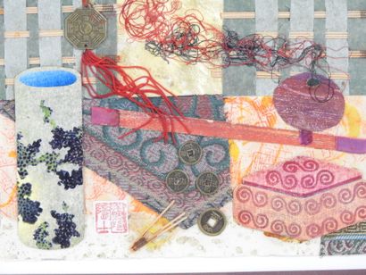 LES OBJETS TRANQUILLES. Ensemble de six collages/...