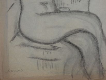 Roland CHANCO (1914-2017): Nu Accoudé. Dessin...