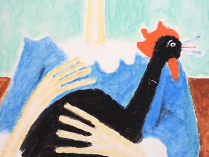 Roland CHANCO (1914-2017): Le Coq Noir. Gouache...