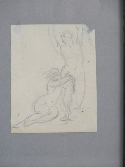 TROIS DESSINS encadrés au crayon graphite...
