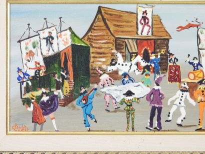 Claude TABET (1924-1979) : La parade. Huile...