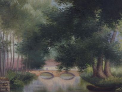Henri TINANT (XXe) : Paysage. Huile sur toile....