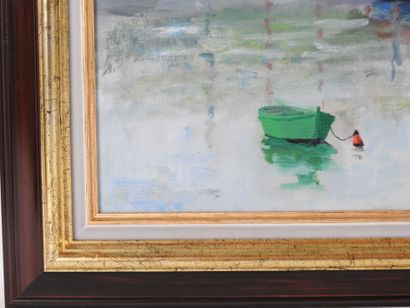 A. PLATRIER (XXe). Le Port. Huile sur toile....