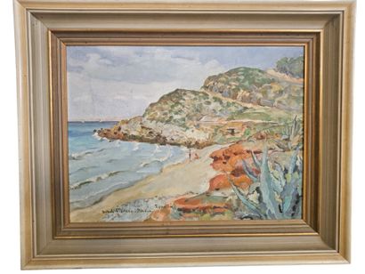 Jakob FISCHER-RHEIN.
Seaside in Spain.
Oil...