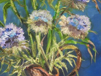 DELARUE (XXe) : Bouquet de fleurs. Huile...