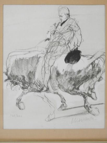Claude WEISBUCH (1927-2014) : Cavalier. Lithographie....