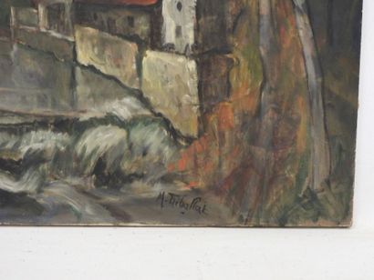 M.THIBALLLAT (XXth): Landscape. Oil on canvas....