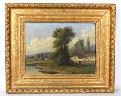 O. DE VERNEUIL (XIXe) : Deux fermières quittant...