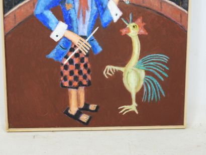 Roland CHANCO (1914-2017): Le Clown au Coq....