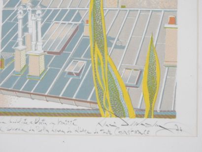 Henri DESCHAMPS (XXth). The roofs of Paris....