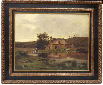 Daniel DUCHEMIN (1866-1930): Les lavandières....