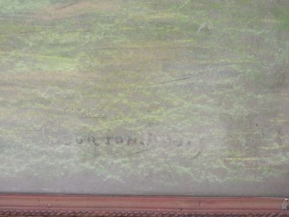 GOURJON (XX-XXIe) : Paysage. Pastel. Signé...