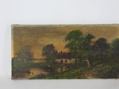 GELY (XIX-XXe): Paysages animés. Paire d'huiles...