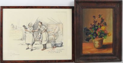 G. RIFFON (XXe). Nature morte au bouquet...