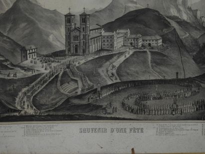 GRAVURE : Panorama du pélerinage de Notre-Dame...