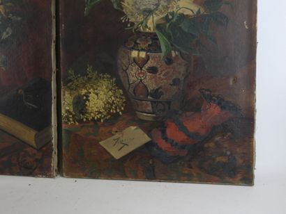 ROCCINE (19th): Still life with bouquet of...