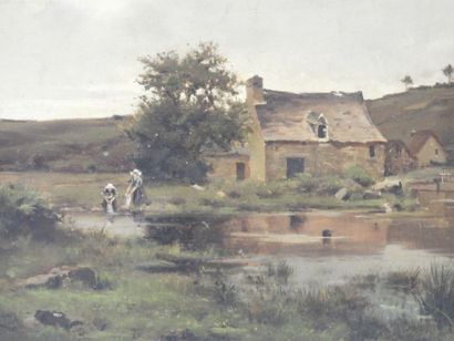 Daniel DUCHEMIN (1866-1930): Les lavandières....
