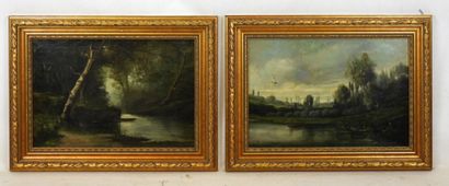 A.DANTON (XIX-XXe): Paysages. Deux huiles...