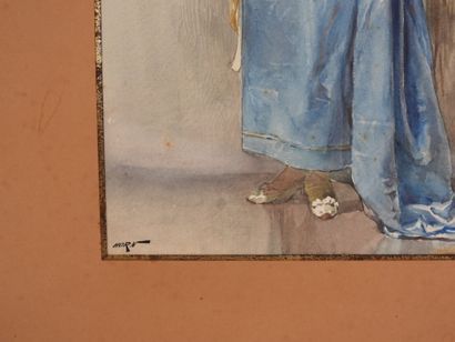 HORN (XIX-XXe) : Elégante. Aquarelle. Signé...