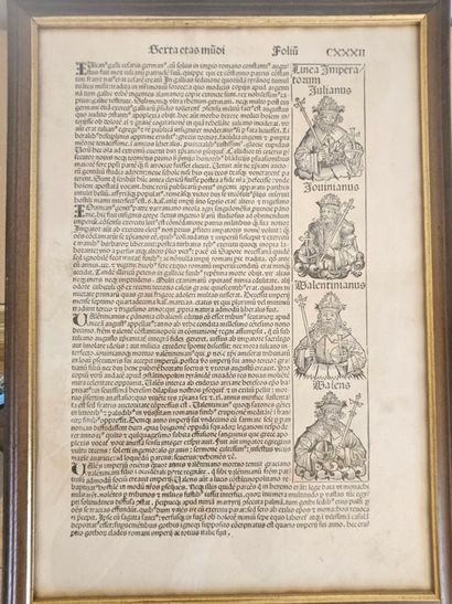 Lot comprising 2 black engravings featuring:...
