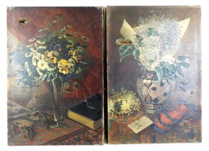 ROCCINE (19th): Still life with bouquet of...