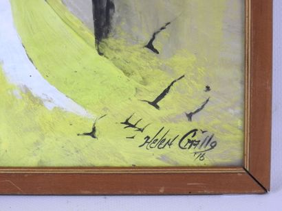 Helen CRILLO (XXe). Elégante. Huile sur papier...