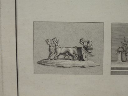 THREE FRAMED ENGRAVINGS: - plate containing...