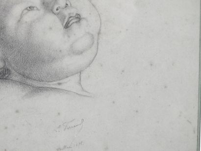 L. FERRAND (XIX): Portrait of a child. Graphite...