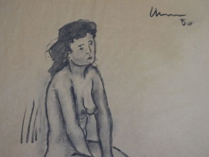 Roland CHANCO (1914-2017): Nu au Tabouret....