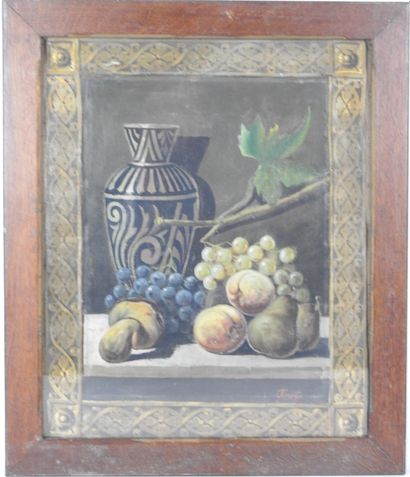 TINOT (19th). Still life with porcini mushrooms,...