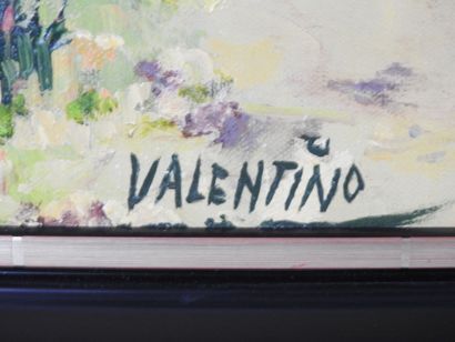 VALENTINO (XXth). Southern landscape. Oil...
