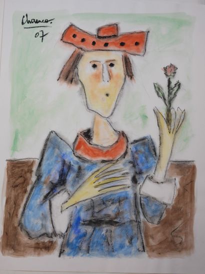 Roland CHANCO (1914-2017): La Fleur. Dessin...