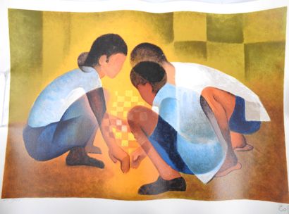 Louis TOFFOLI (1907-1999) : Enfants jouant....