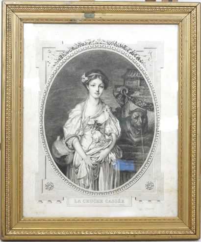 Jean-Baptiste GREUZE d'après. La cruche cassée....