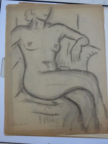 Roland CHANCO (1914-2017): Nu Accoudé. Dessin...