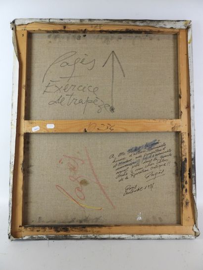 PAGES (XXe) : Exercice de trapèze. Huile...