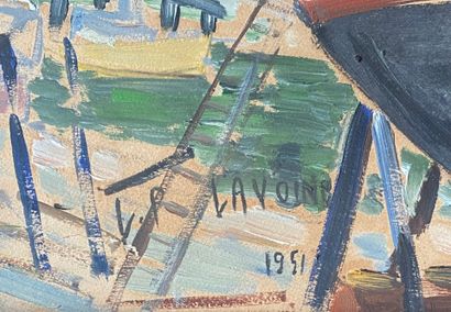 L.P LAVOINE (1916-1999) : Huile sur papier....