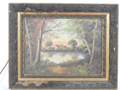 MANIERY (XXth). Wooded landscapes. Two oils...