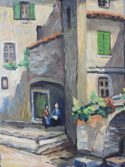 A. MASSE (XXe) : Promenade du couple. Huile...