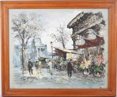 Louis Charles BASSET (XIX-XX): Flower Market....