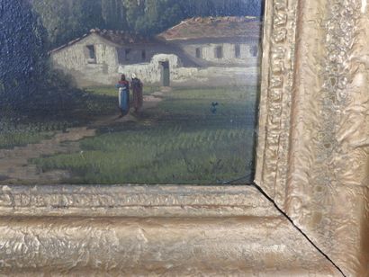 O. DE VERNEUIL (XIXe) : Deux fermières quittant...