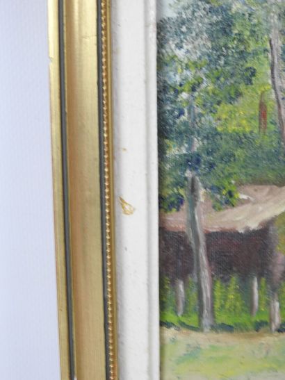 J. DURAND (20th). Village view. Oil on canvas...