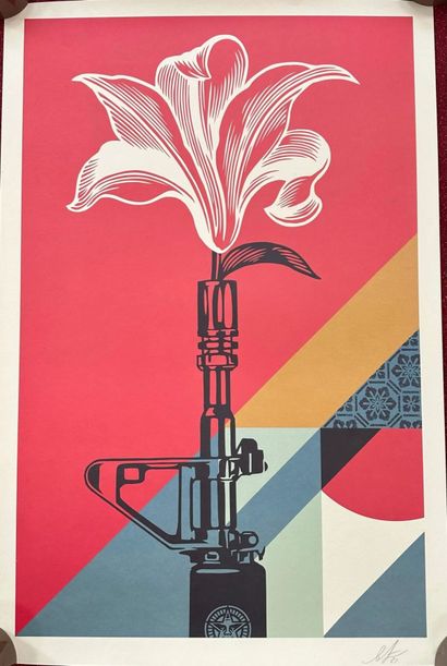 Shepard FAIREY (1970): AR-15 Lily. Offset...