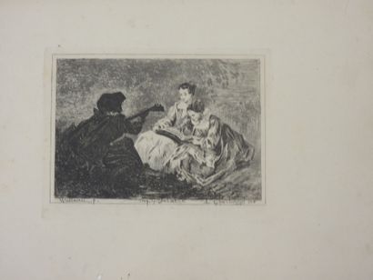 ELEVEN engravings after WATTEAU, FREDCH,...